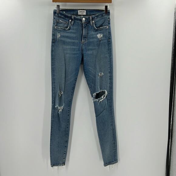 Agolde Women's Sophie High Rise Distressed Skinny Jeans - Dare - 26 - Picture 1 of 8